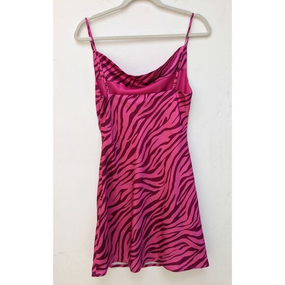 Princess Polly Women's Mini Dress Gia Pink Zebra Animal Print Cowl Neck Size 4 - Picture 3 of 16